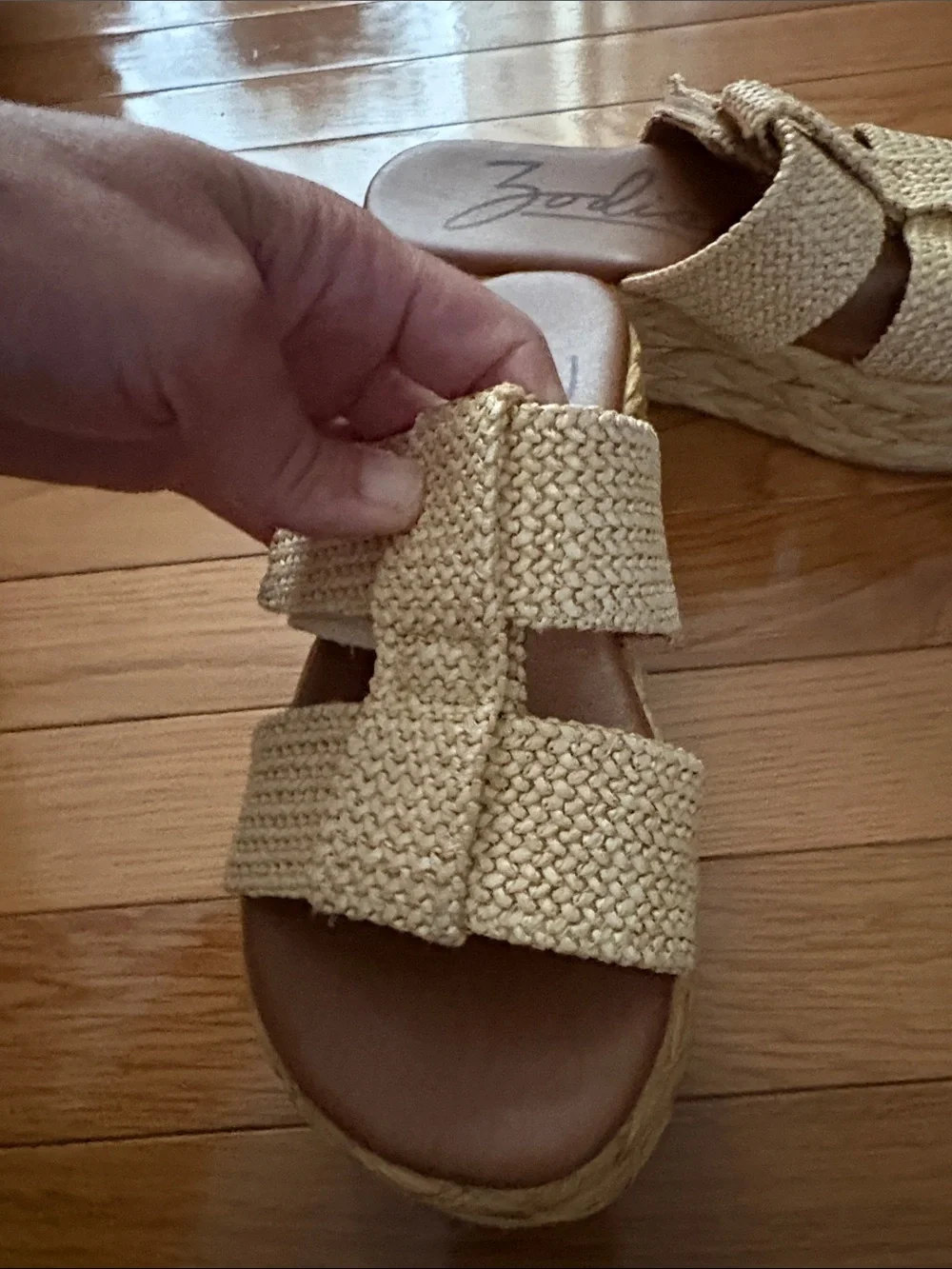 Zodiac Woven Platform Slide Sandals in Natural Beige